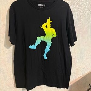 Fortnite Black Tee with Vibrant Gradient Design, 100% Cotton